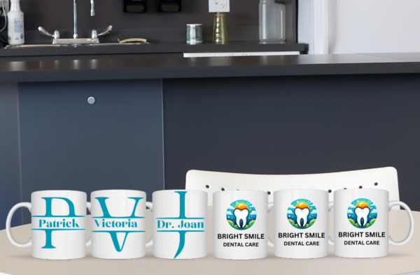 11 oz personalized promotional white mugs for staff and employees